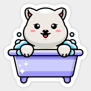 Cute polar bear in a bathtub cartoon character Sticker